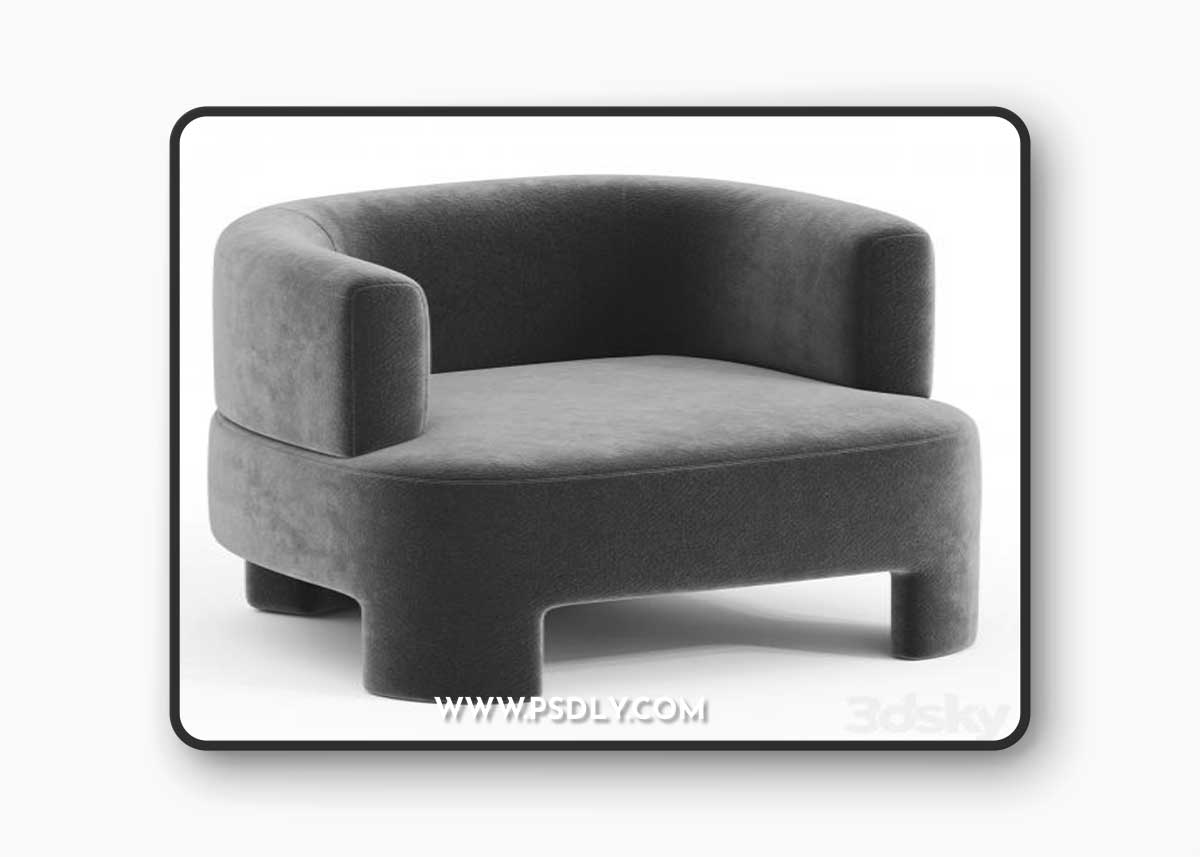 Fauteuil velours Darrel 3D Model