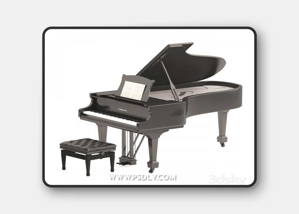 Grand Piano with Stool and Notes