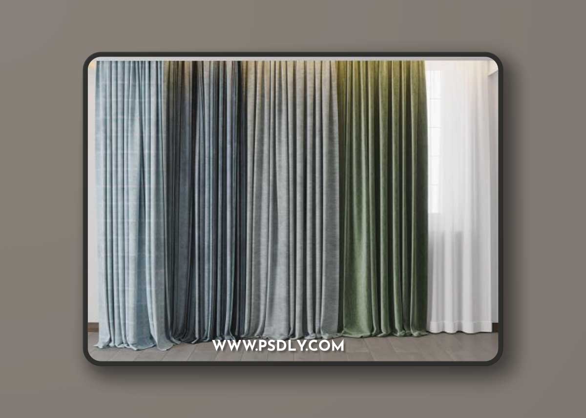 Hadi Curtains 40 - collection of green and blue curtains with patterns
