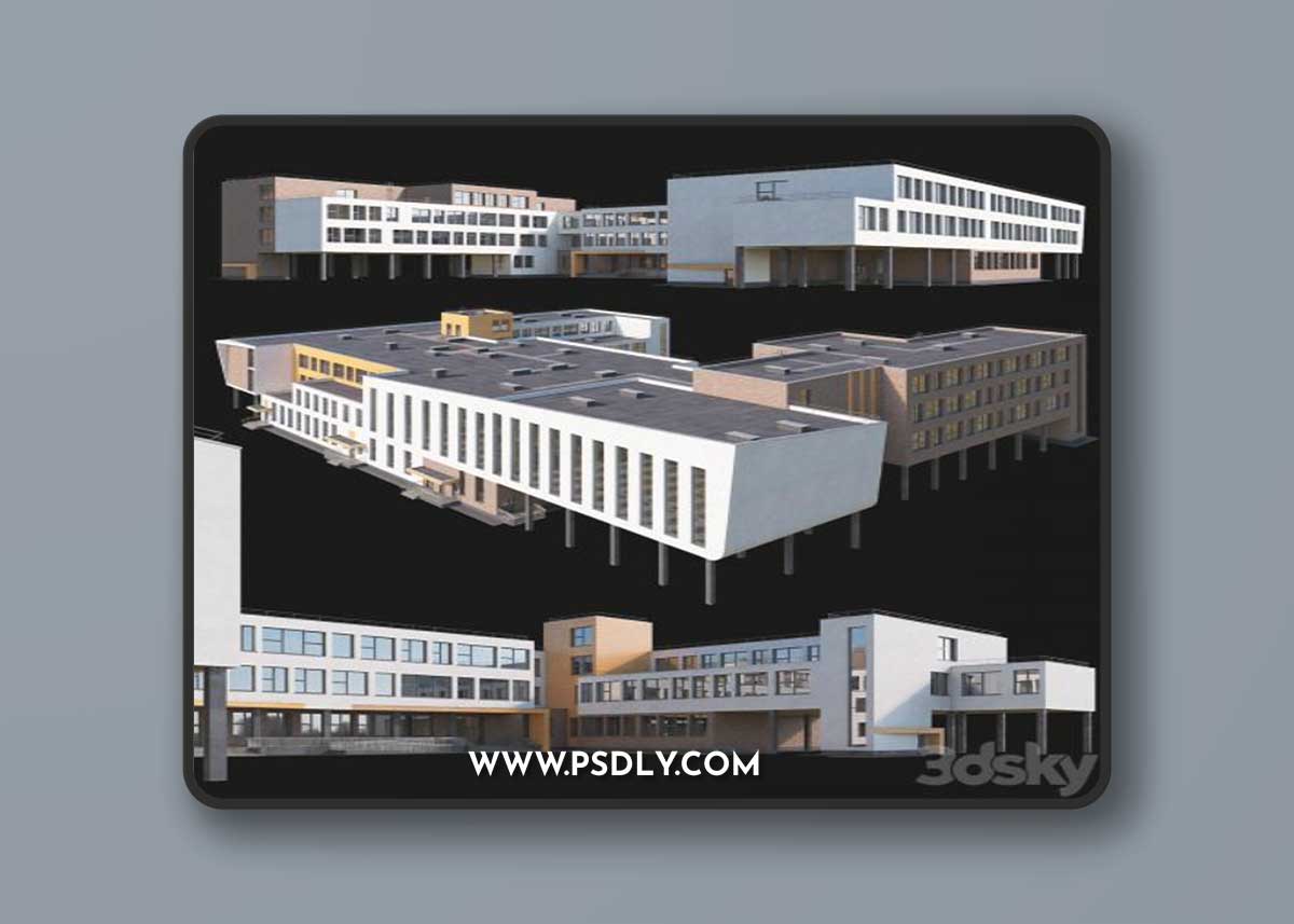 Modern school building 3D Model