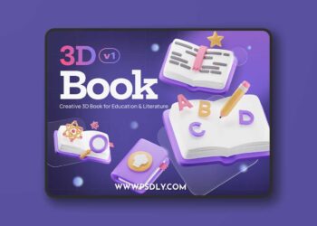 Bookly - Books, Literature, and College Stuff 3D Icon Set Model