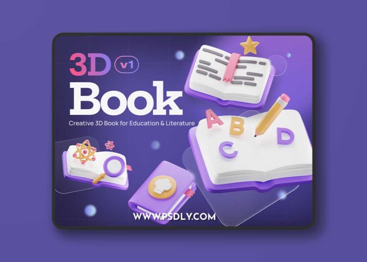 Bookly - Books, Literature, and College Stuff 3D Icon Set Model
