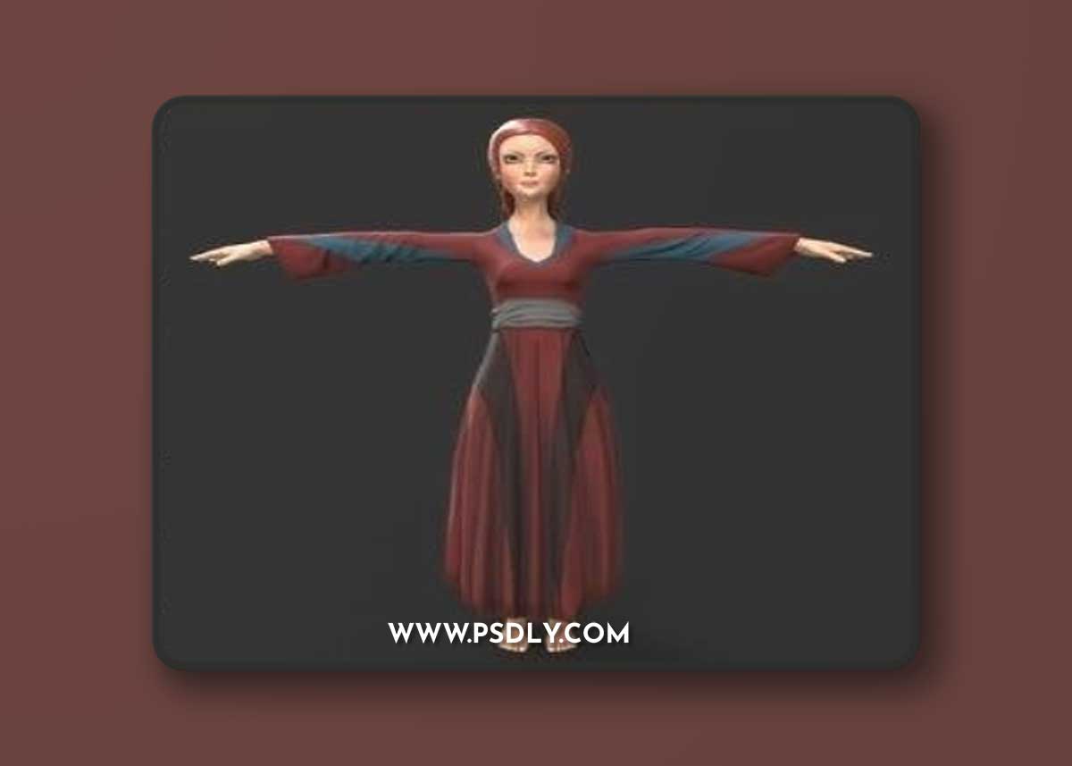 Cartoon Girl Low Poly Character 3D Models