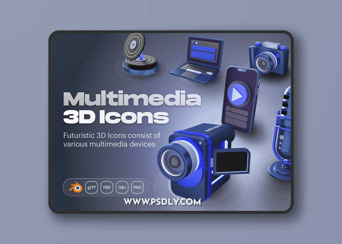 Devicely - Multimedia & Device 3D Icon Set Model
