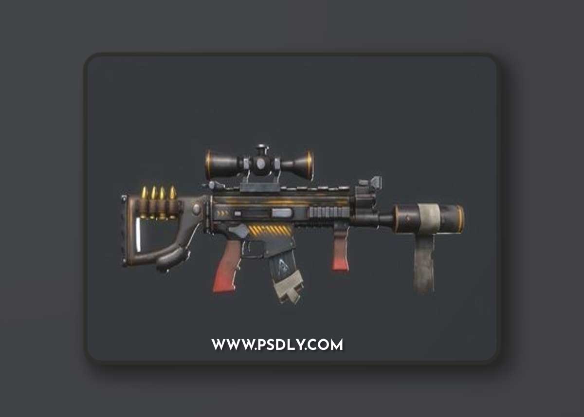 FN SCARL Stylized Gun Low-poly 3D Models