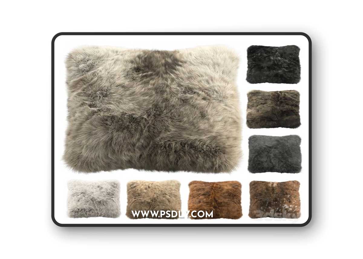 Fur pillow set 2 3D Model