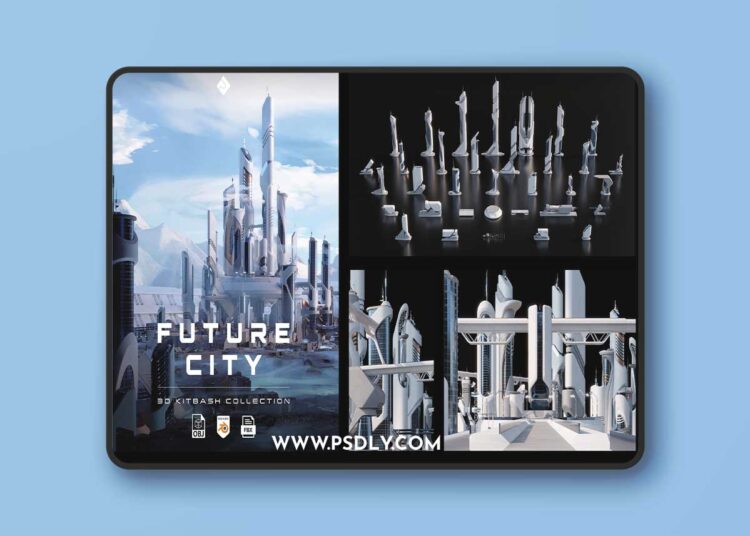 Future City - Futuristic Buildings & Environment Assets 3D Kitbash Pack