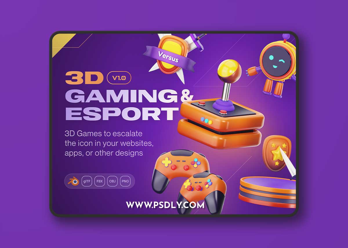 Gamely - Games & Esports 3D Icon Set Model
