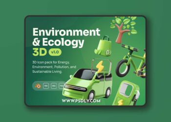 Greeny - Environment & Ecology 3D Icon Set Model