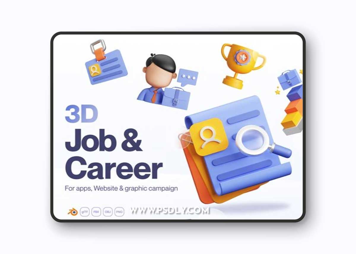 Hirely - 3D Job and Career Icon Set Model