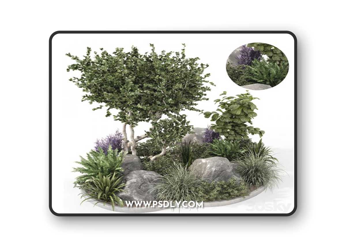 Outdoor Garden set bush and Tree - Garden Set 636