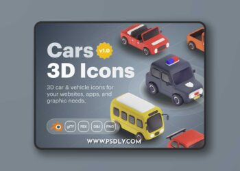 Carly - Car & Vehicle 3D Icon Set Model