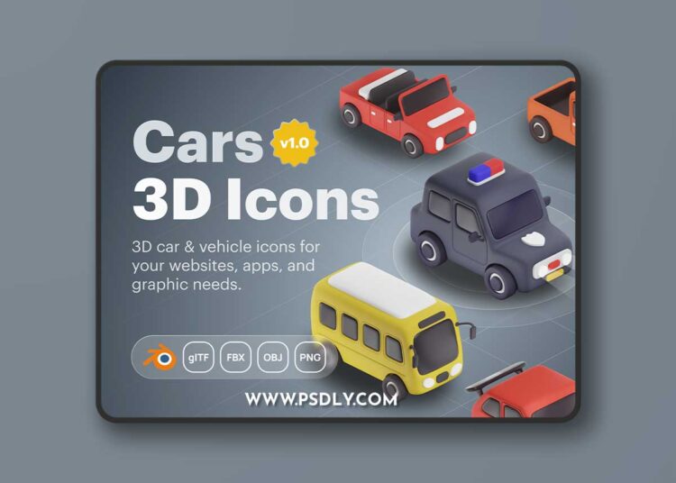 Carly - Car & Vehicle 3D Icon Set Model