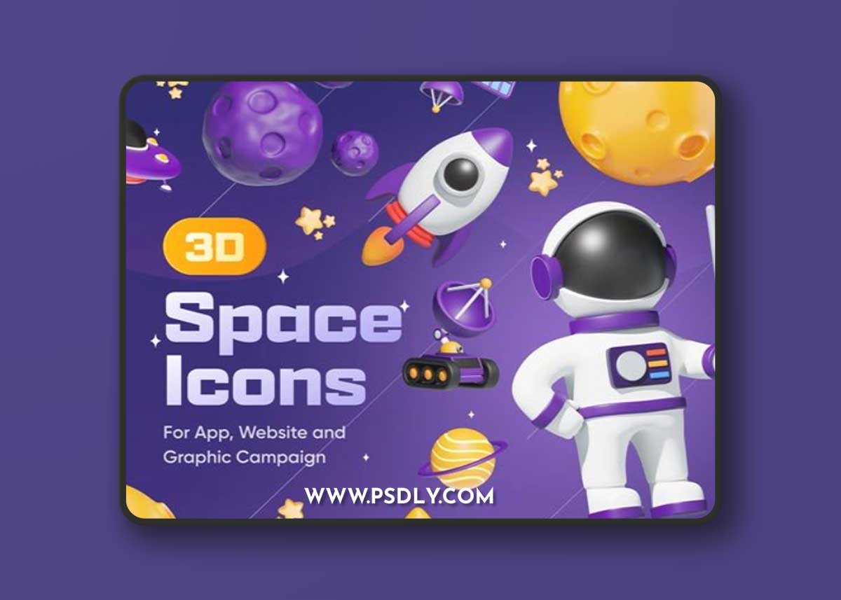 Spacey - Space 3D Icon Set Model