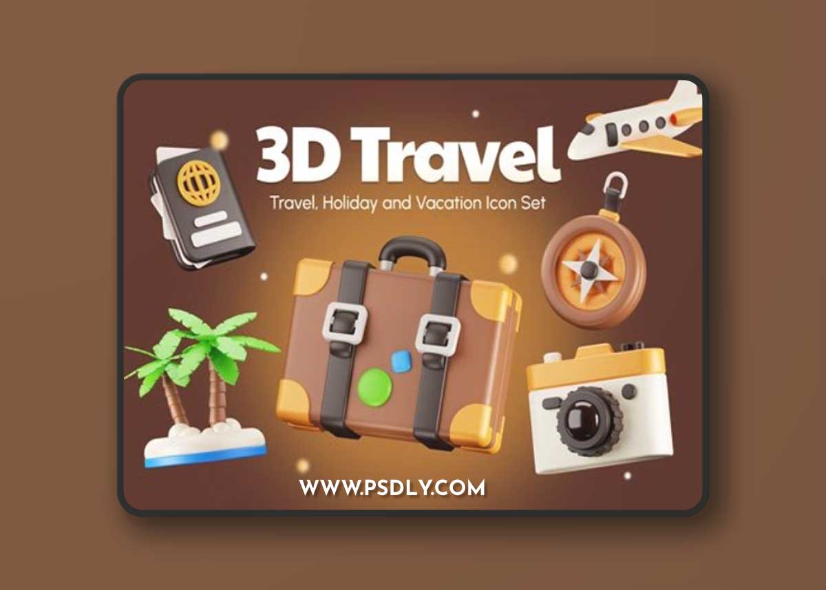 Travy - Travel 3D Icon Set Model