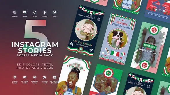 Videohive Italy Independence Day Italian Flag Instagram Stories 52342286
