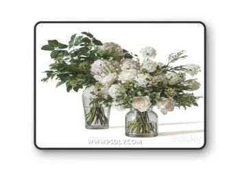 Flower Set 060 Hydrangea Rose 3D Model