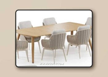 Outdoor Garden Woven Dining Set Belt Cord
