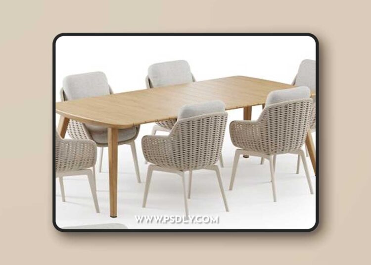 Outdoor Garden Woven Dining Set Belt Cord