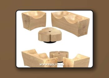 Riva 1920 log armchair toi center table 3d model