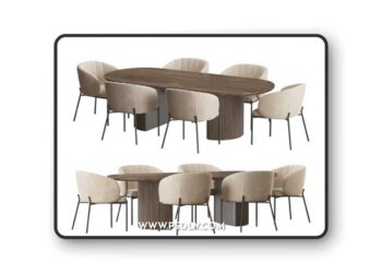 Shell Back dining chair and Moon Table