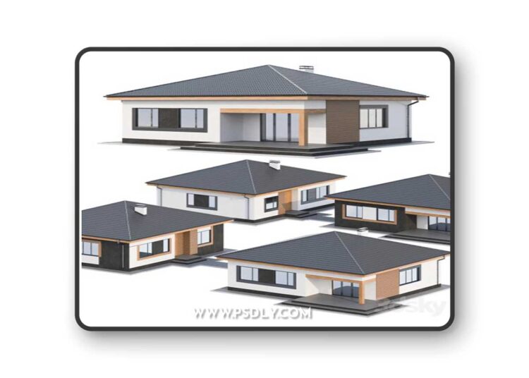 Modern one-storey cottage 3D Model