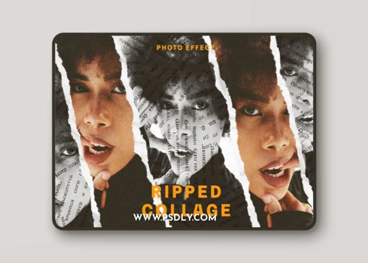 Ripped Collage Paper Photoshop Effect
