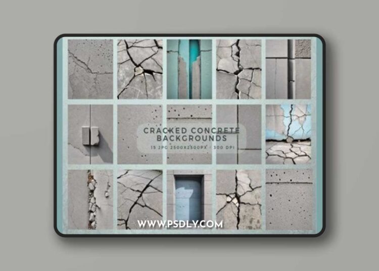 14 Cracked Concrete Textures Pack