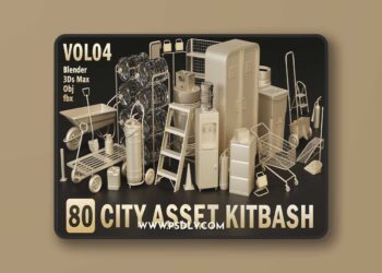 80 City Asset Kitbash 3D Model