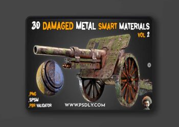 Artstation - 30 Damaged Metal Smart Materials + BPR Textures - Vol 2