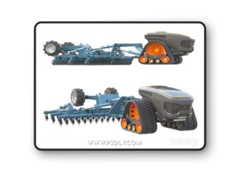 Autonomous tractor and plow 3D Model
