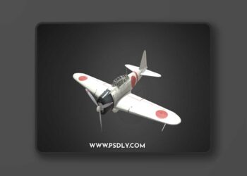 HighPoly Mitsubishi A6M Zero 3D Model