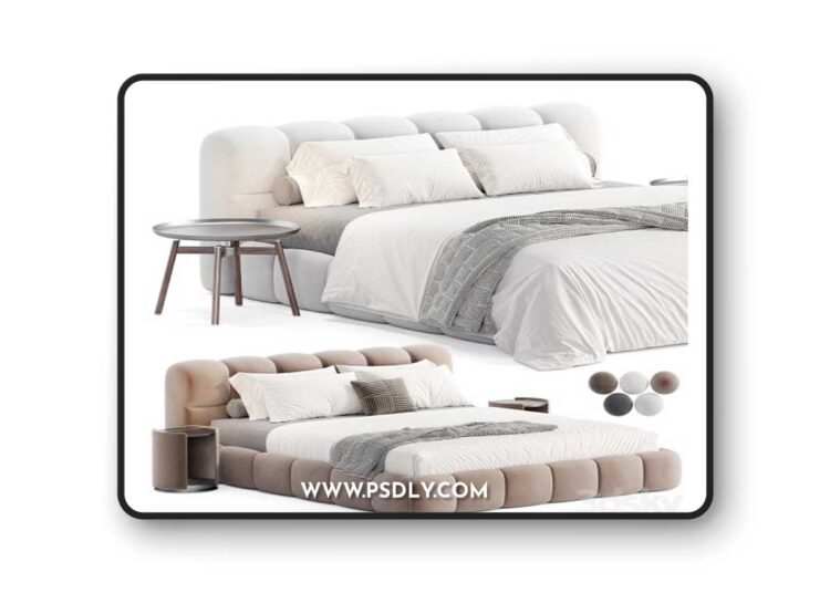Hildon Boucle bed 3D Model
