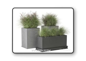 Outdoor Plants Bush in rusty Concrete Pot - Set 665
