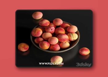 Peaches in a Ceramic Bowl 3D Model
