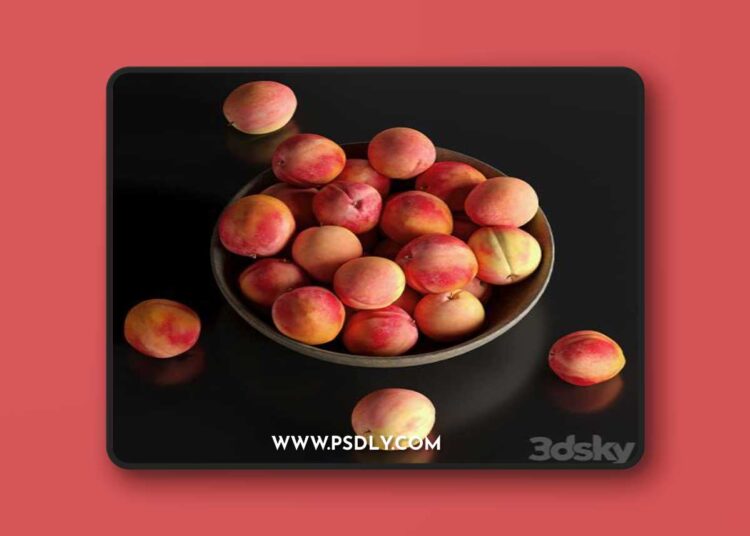 Peaches in a Ceramic Bowl 3D Model