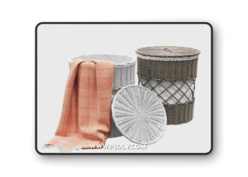 Round wicker basket 3D Model