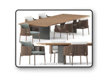 TAPE CORD chair and Quadrado Table by Minotti