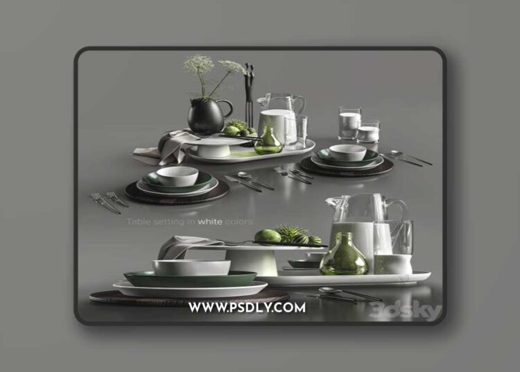 Table setting in white colors