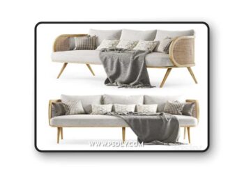 Three-seater wooden rattan sofa CV23 / Three-seater rattan sofa
