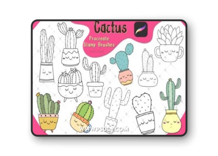 Cute Cactus Stamp Brushes for Procreate