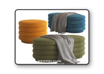 Globewest Ribbed Ottoman 3D Model