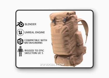 Hiking Backpack 75 - All MH Bodies and UE5 Skeletons - Rigged Low-poly 3D model