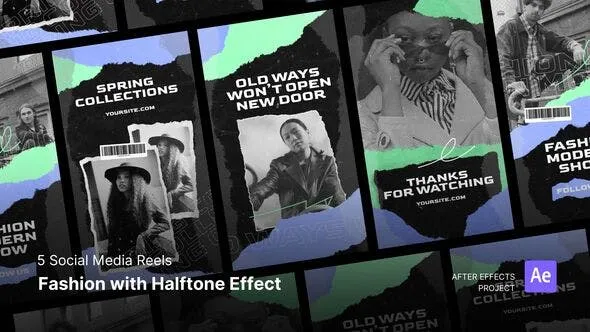 Videohive Social Media Reels - Fashion with Halftone Effect After Effects Project Files 54067240