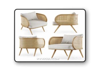 Wooden rattan lounge chair C20 by Bpoint Design / Rattan chair