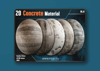 20 Concrete Material - Vol.04 (4K PBR Textures + SBSAR File)