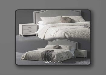 Beverly Queen Headboard Bed 3D Model