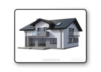 Modern two-storey cottage with two balconies and dormers