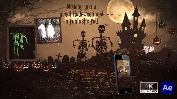Videohive Halloween Intro Skeleton Dance 54897696