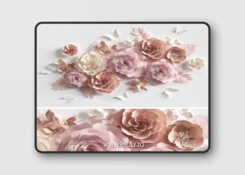 Composition of paper flowers 3D Model